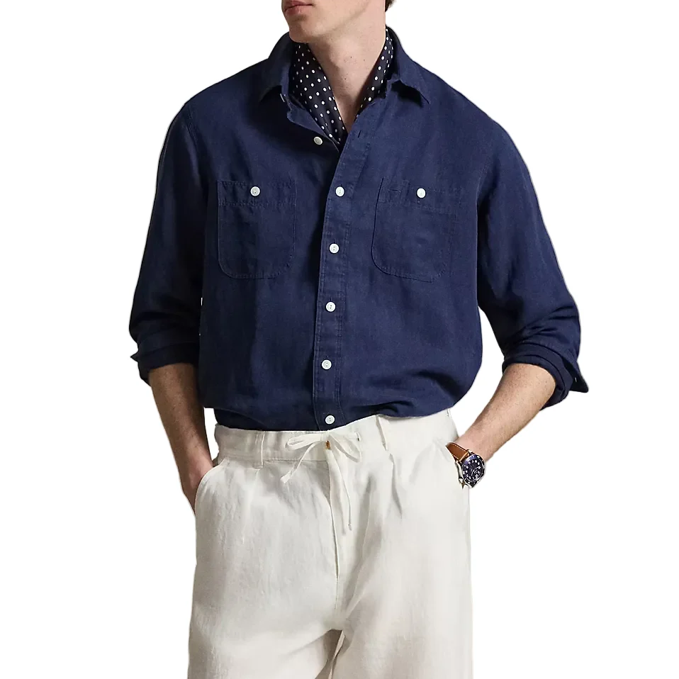 Classic Fit Linen-Silk Workshirt - Image 2