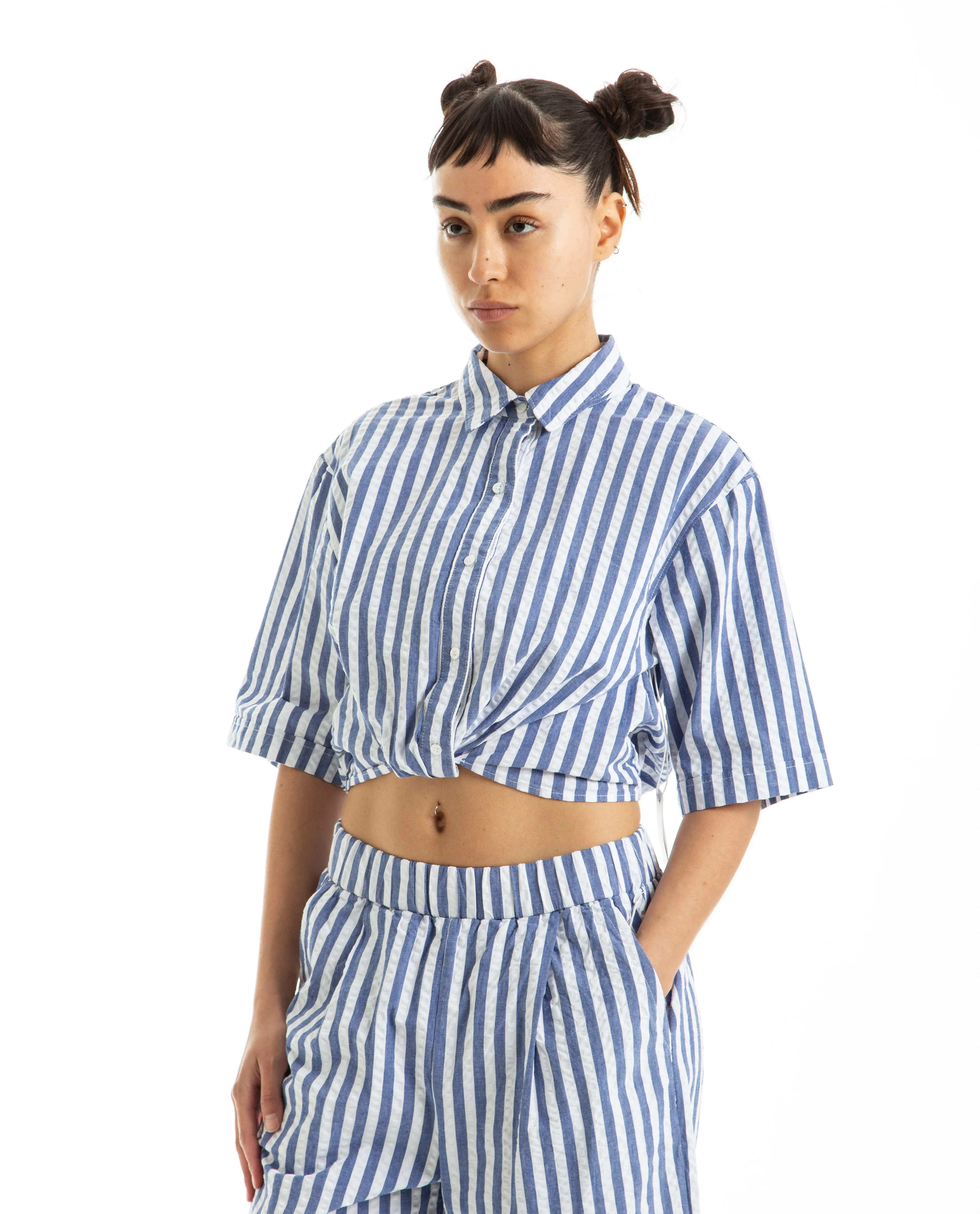 Puckered Stripe S/S Cropped - Image 4