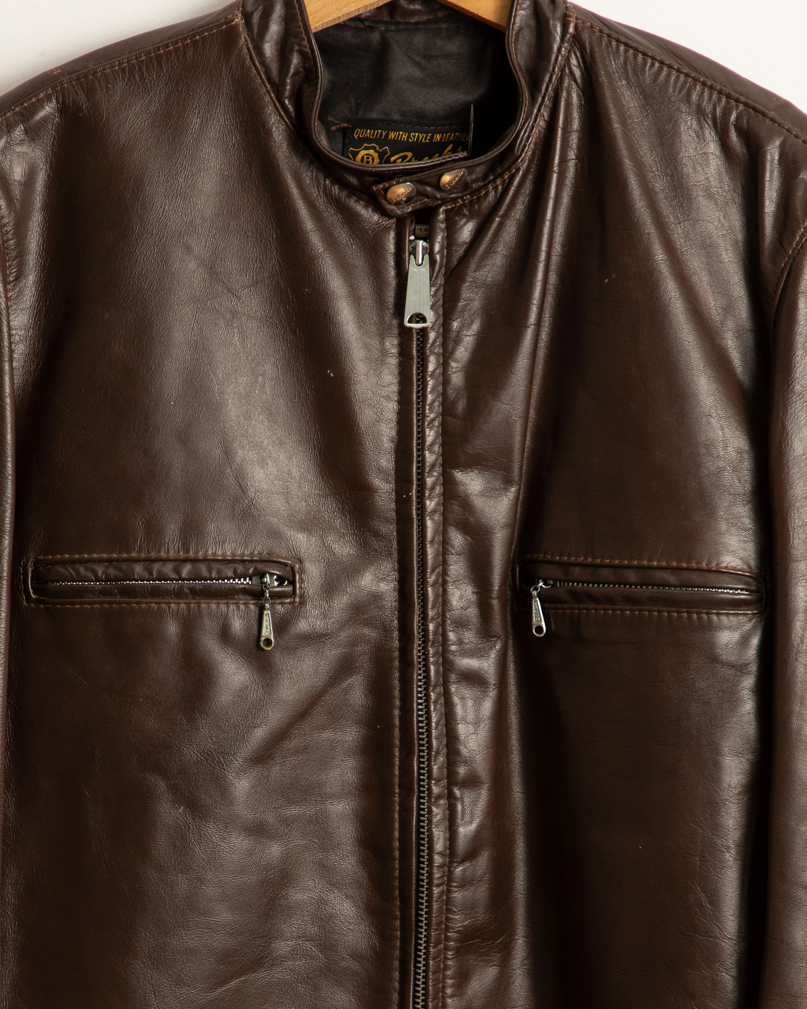 Vintage 60’s Brooks Gold Label Cafe Racer Leather Motorcycle Jacket - Image 3